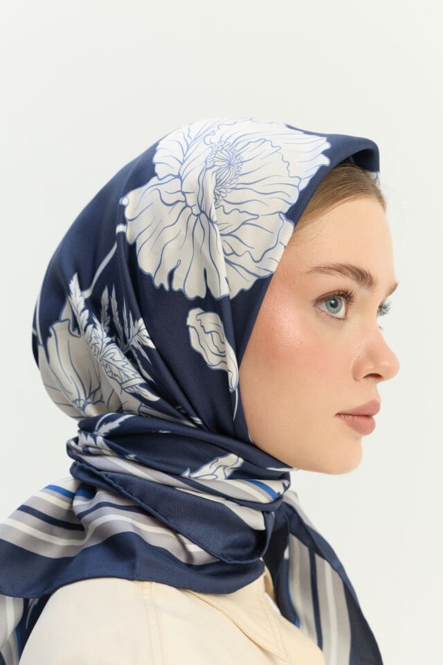 Peony Sky İpek Eşarp