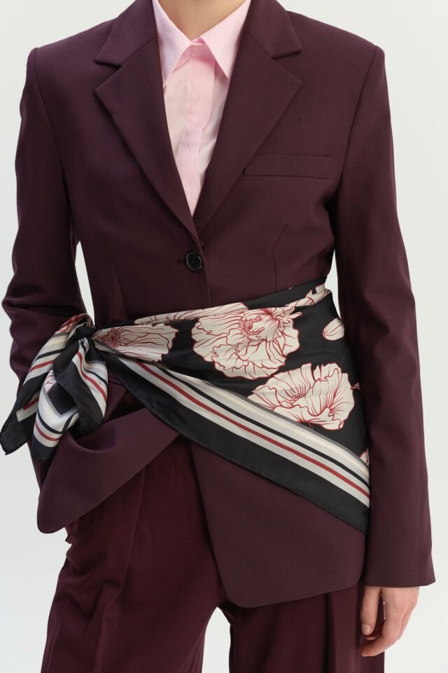 Peony Cherry İpek Eşarp
